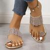 Slippers for Women Summer Open Toe Pinch Toe Slippers Fashion Rhinestone Casual Sandals Non-slip Flat Slippers Women Flip Flops