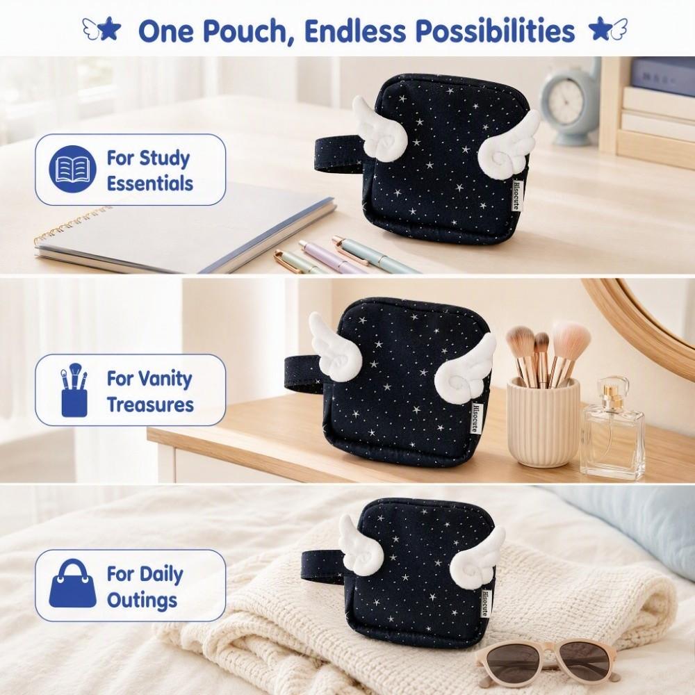 Y2K Print Data Cable Digital Bag Desktop Storage Storage Pouch Wings Star Dots Storage Bag Ladies