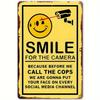 French "Smile, You're On Camera" Metal Security Sign – Wall-Mounted Surveillance Warning Hanging Decor