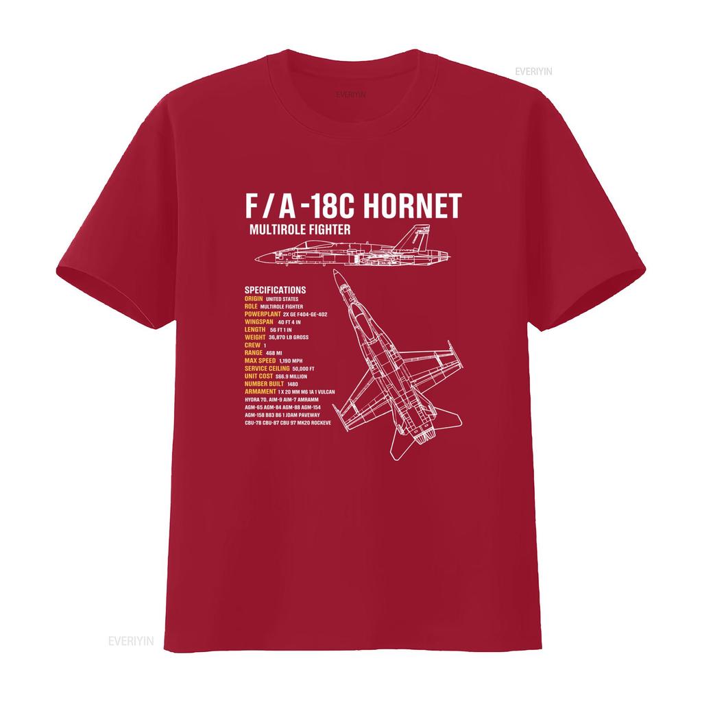 Cool Line Art F A C Hornet Multirole Fighter Jet Specs Print Casual T Shirt vintage Washed graphic Unisex streetwear Stylish