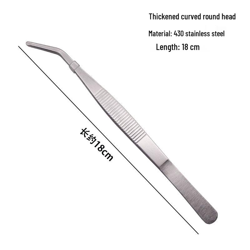 304 Stainless Steel Round Tip Tweezers with Teeth, Non-Slip, Ideal for Aquatic Plant Care and Gardening.