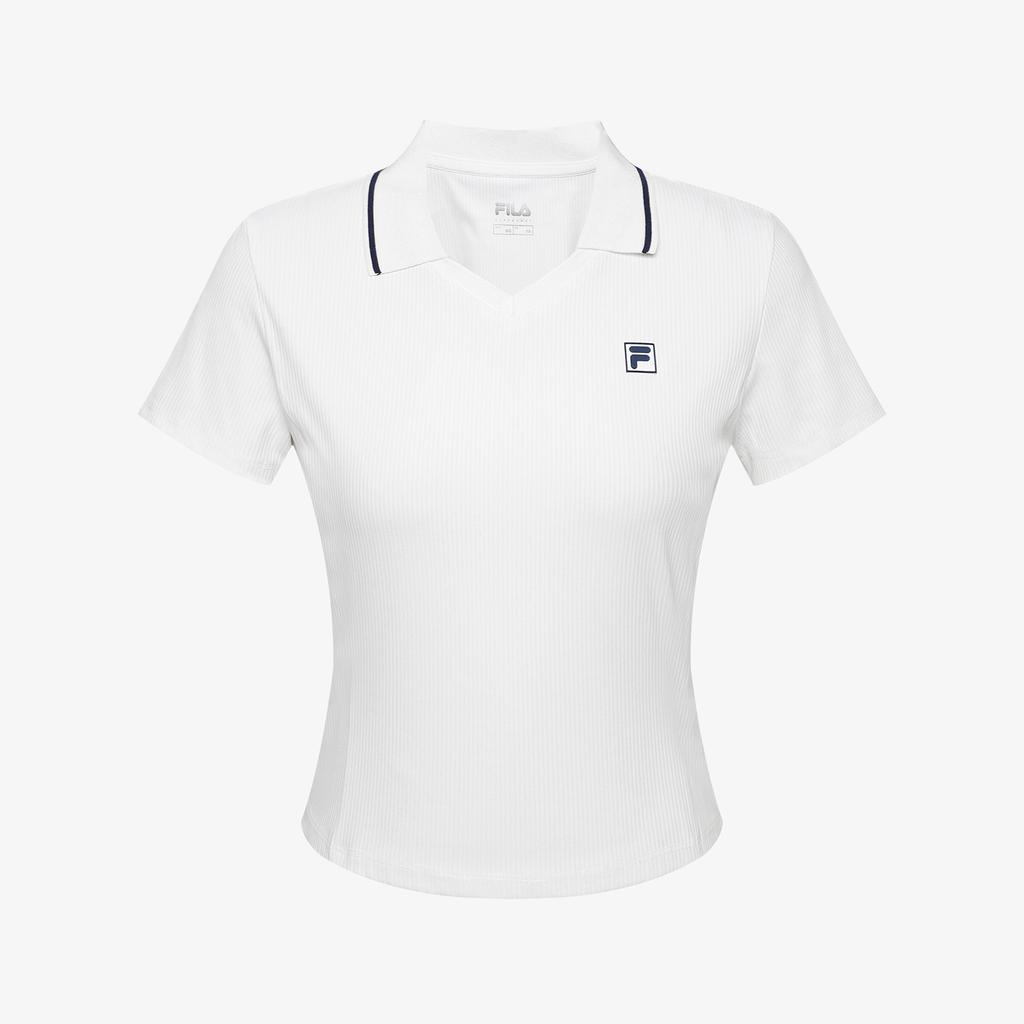 Hwilla Women'S Ribbed Cropped Collared Short Sleeve Tennis Tee (Fs262Ts11F001191)