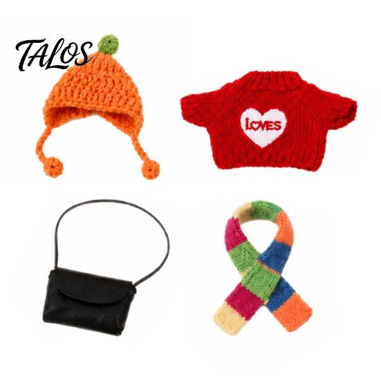 Seasonal Goose Accessories 7 Inch Desk Outfits, 4 Pcs Knitted Sweater Hat Scarf Office Ornament Crossbody Bag Winter Holiday Accessory for Office,