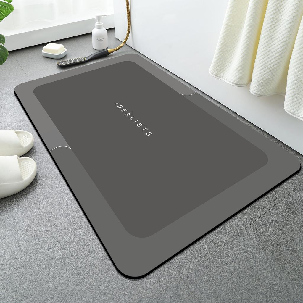 Non-slip Diatomite Bathroom Mat, Super Absorbent, Quick-drying, Soft Shower Mat, Machine Washable, Suitable for Bathrooms and Be