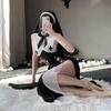 Nun Cosplay Women's Sexy Lingerie Kawaii Black Hollow Out Dress Halloween Passion Uniform Anime Maid Costume Suit