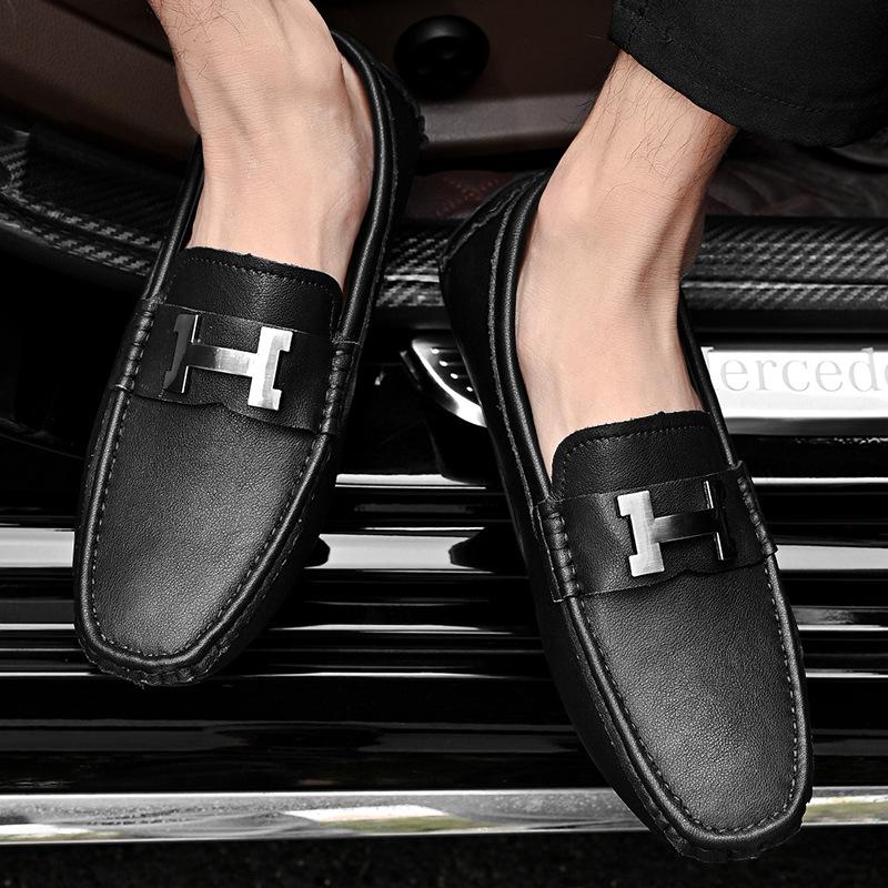 Summer Amazon Large Size Hot-selling Versatile Casual Doudou Men's Leather Shoes British Outdoor Four-season Leather Shoes