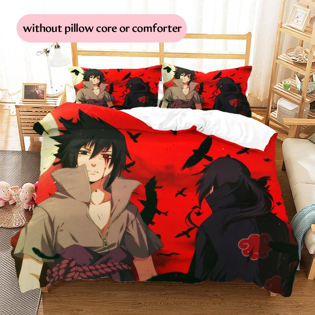 Naruto Anime Character Pattern Bedding Home Decoration Birthday Gift (1 * duvet cover + 2 * pillowcase, without core)