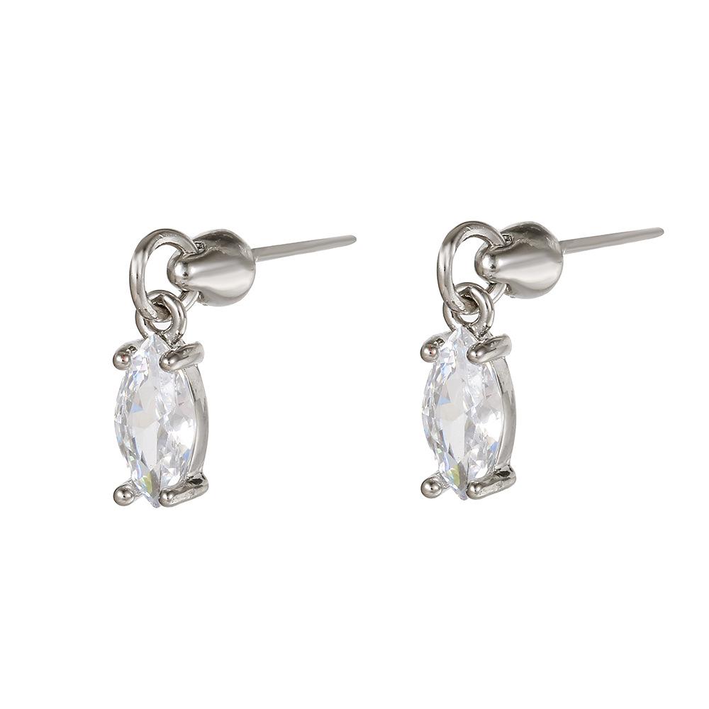

Premium Sense Flash Water Drop Light Luxury Zircon Micro-Inlaid Earrings Earrings Commuter Wind Women S Ear Jewelry Retail срібний