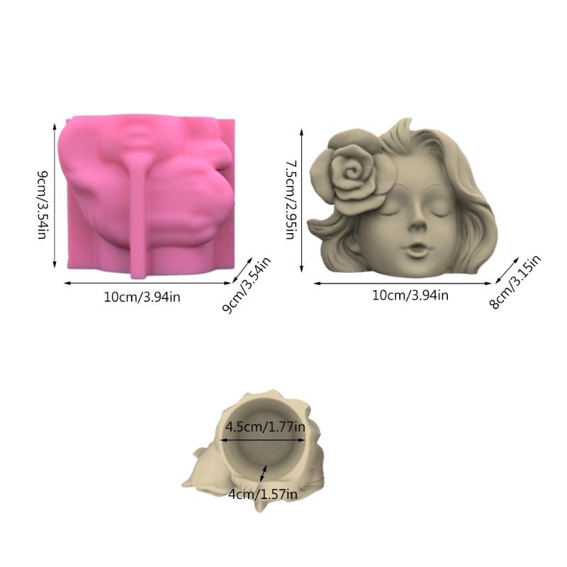 Rose Girl Concrete Silicone Pot Mold Succulent Flowerpot Clay Cement Plaster Molds DIY Home Garden Flower Pots Mould