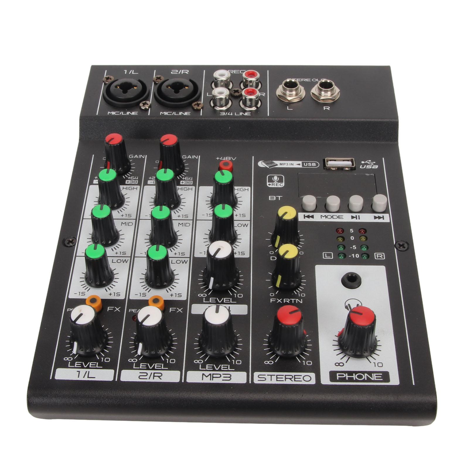 

Bluetooth-микшер с 4 каналами, поддержка U-диска, мини-микшерная плата для прямой трансляции караоке-записи US Plug