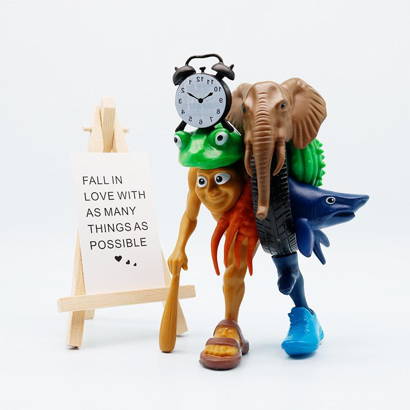 Italian Brainrot Figure Figurines Tung Tung Tung Sahur Tralalero Tralala Abstract Combination Models Toy Desktop Ornaments