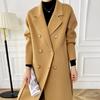 100% Wool Women Coat TIDENOVEL Autumn Wool Long Coat Handmade Pea Coat Winter Warm Wool Long Jacket Overcoat