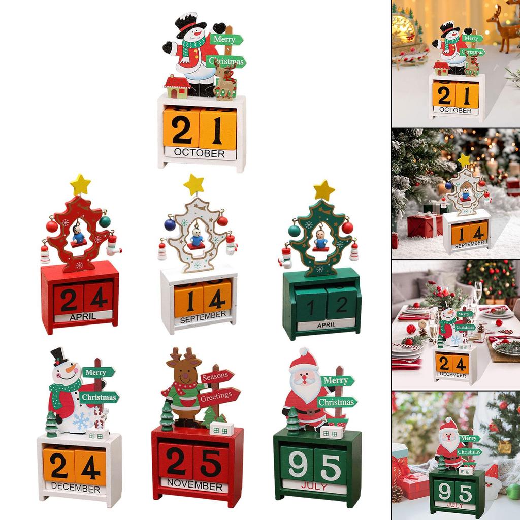 Holiday Wooden Advent Calendar Christmas Countdown Number Blocks Desk Decor for Festive Home