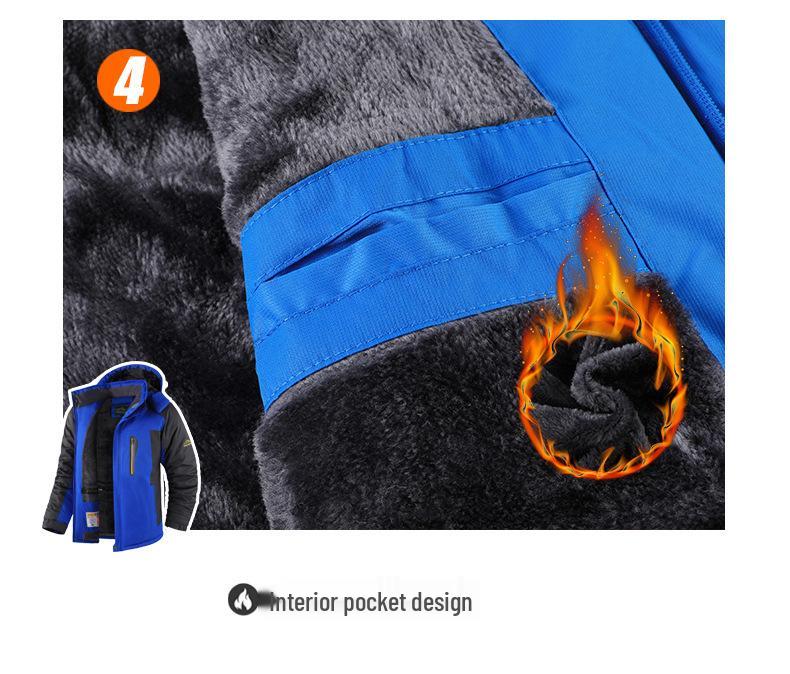 Men's Plus Size Winter Down Jacket and Pants: Fleece-Lined, Thick, Windproof, Waterproof Mountaineering Suit.