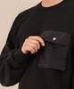 Ellamo Terry Basic Plain Square Pocket Oversized Sweatshirt [Black]