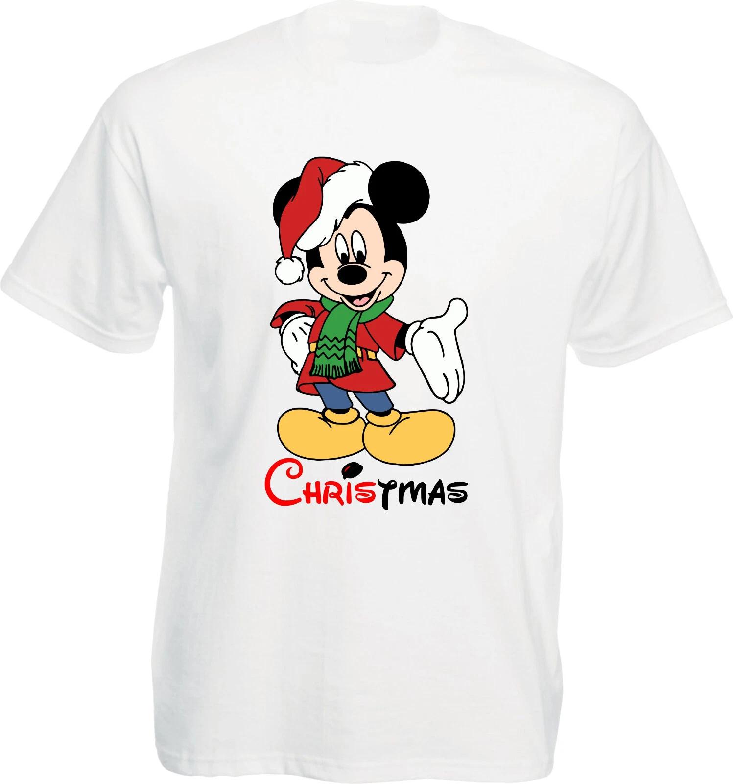 

Christmas Mickey Mouse 100% Cotton T-shirt Mens Tees Top, Disney Mickey In Santa Ha100% Cotton T-shirt Mens Womens Tees Top, Unisex Tee Top S