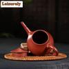 161ml Yixing Purple Clay Teapots Master Handmade Sketch Old Fisherman Pot Raw Ore Dahongpao Mud Tea Making Kettle Zisha Set Gift
