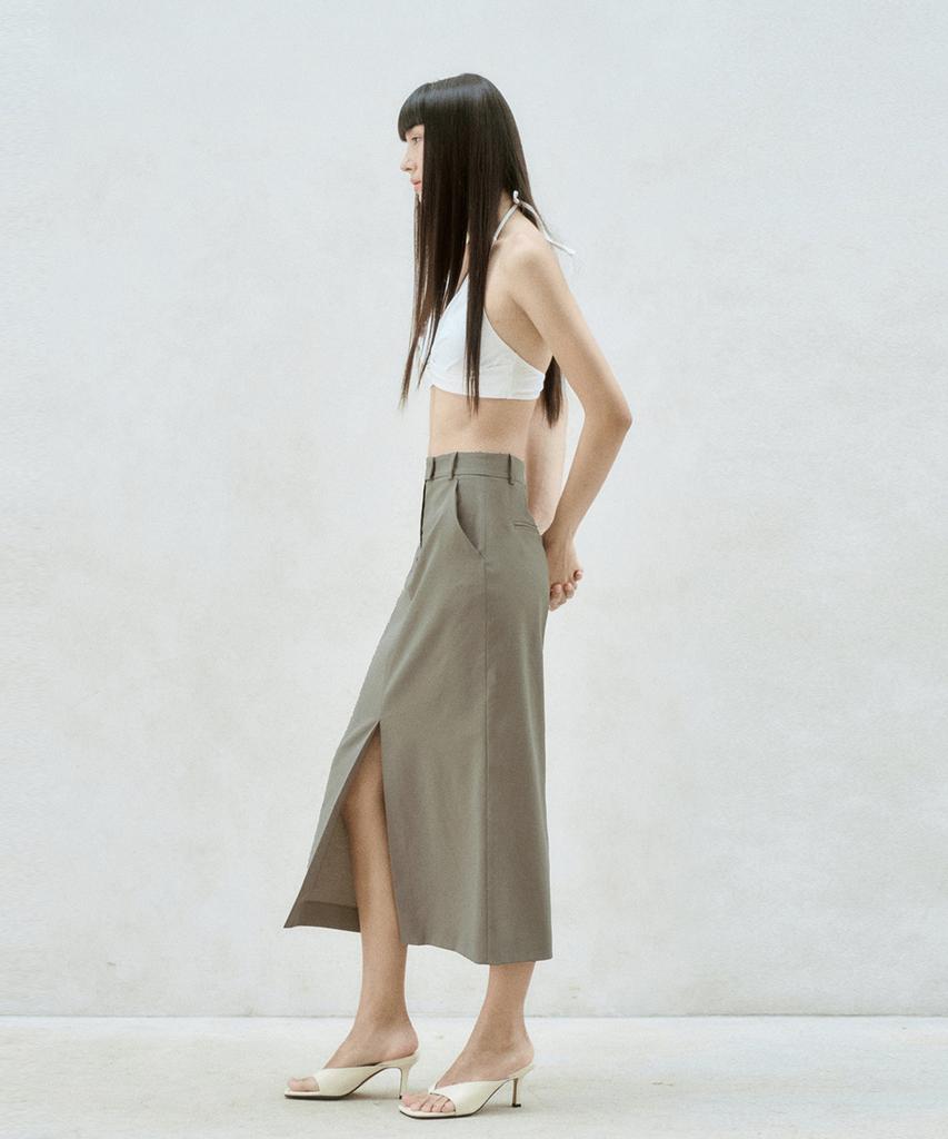 RE RHEE Front Slit Midi Skirt