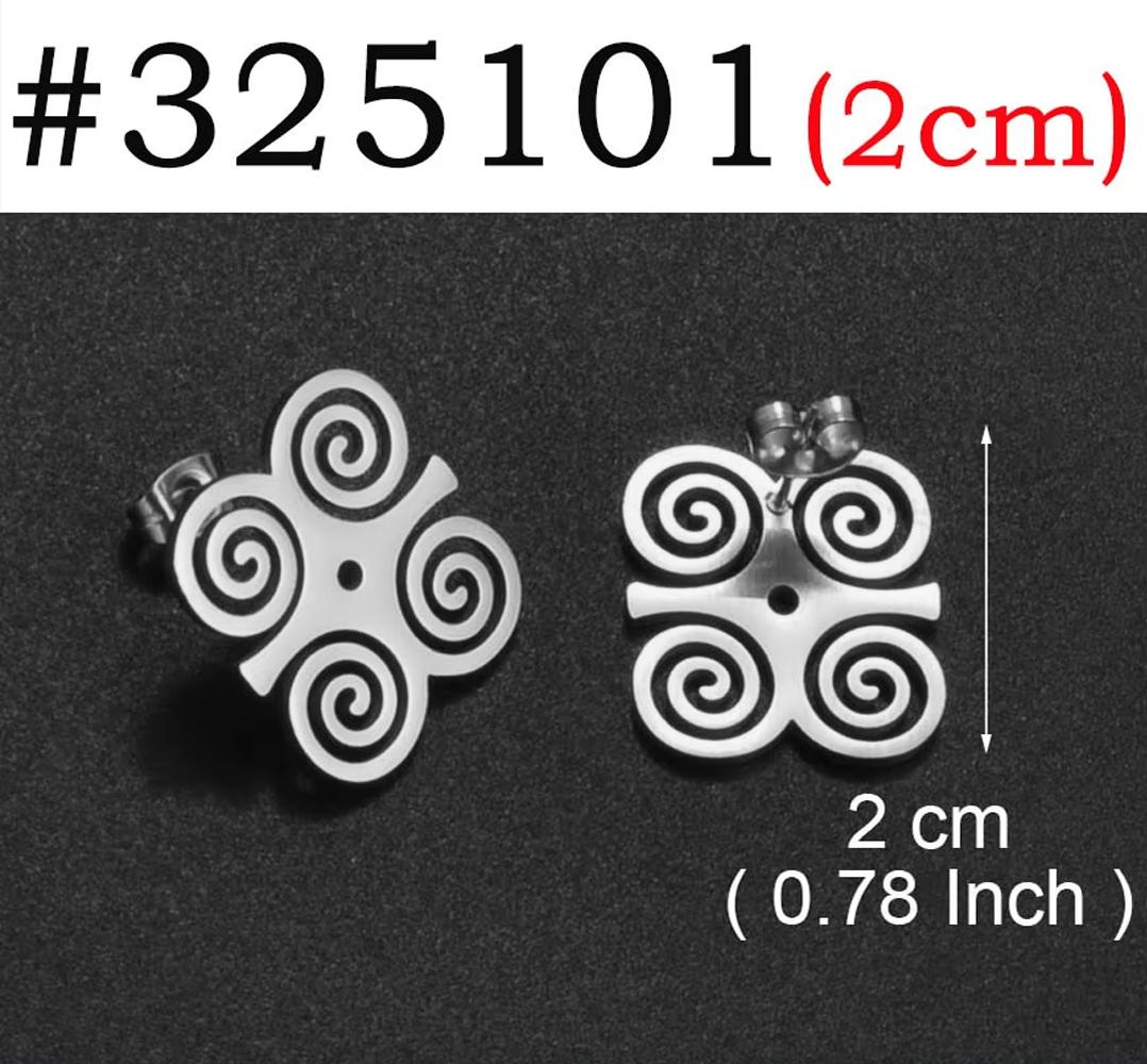 Anniyo African Ancient Cultural Symbol Stud Earrings Stainless Steel Akofena Adinkra Gye Nyame Sankofa Ethnic Jewelry #325101