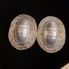 Vintage Oval Metal Pearl Earrings Imitation Geometric Exaggerated Earrings  Party Accessories