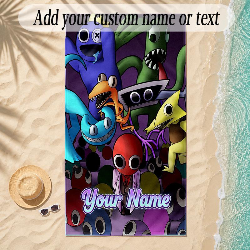 Beach TowelRainbow Friends Custom Name Text Personalized Soft Towel for Beach Pool Indoor Home Decor Gift