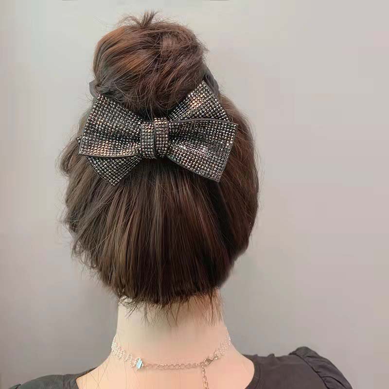 Diamond Bow Hair Ring Japanese Wavy Hair Tie Shiny Head Flower Tie Hair Rubber Band Korean Girl Women Head Rope