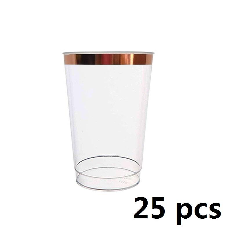 25-100 шт. 12 унций золотых пластиковых стаканов одноразовые золотые стаканы с оправой — фото 6