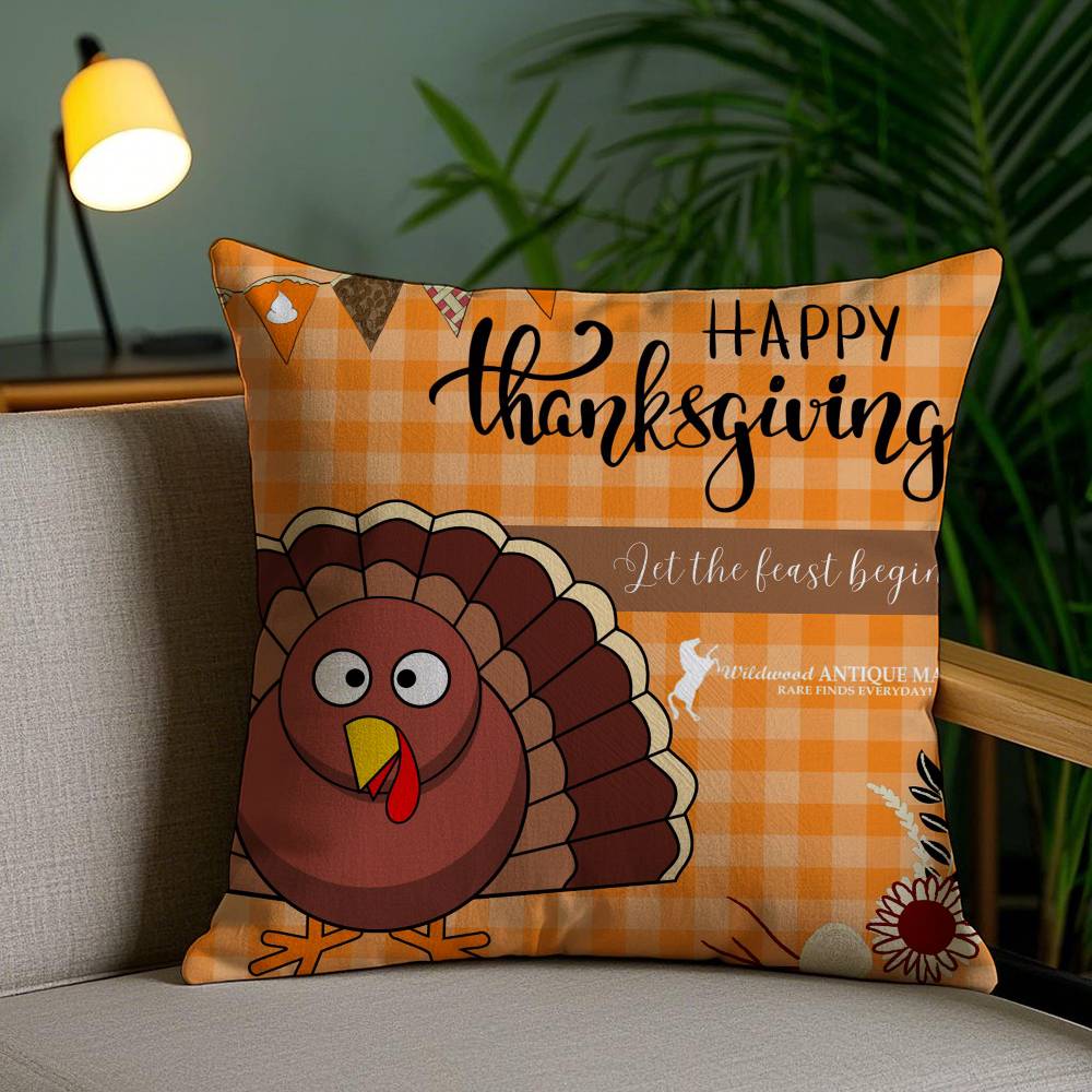 Thankful Festival Turkey Pillow Case Holiday Horror Atmosphere Short Plush Double-sided Printing Home Cushion Cover