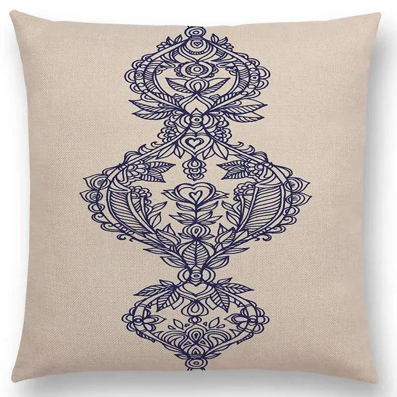 New Vivid Art Colorful Flowers Gorgeous Floral Doodle Geometry Mandala Coral Wonderland Pattern Car Cushion Cover Pillow Case