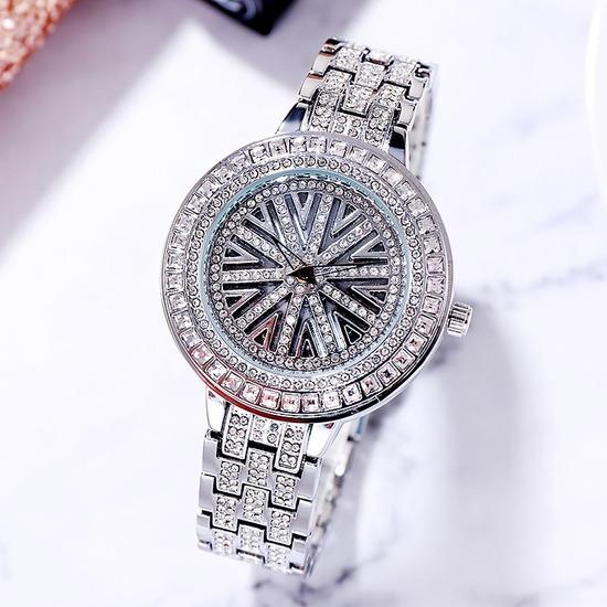 Casual Business Full Diamond Fashion Kreatywny kwarcowy zegarek damski