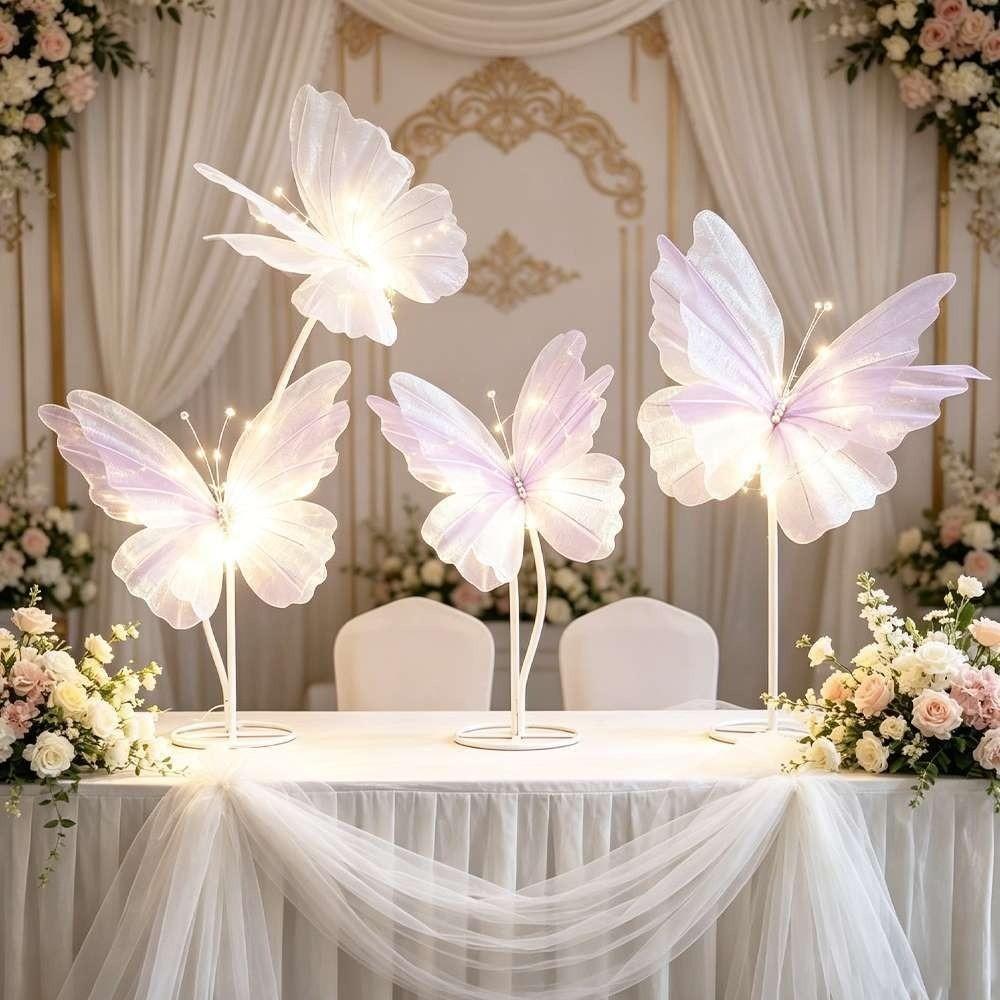 50CM Sparkling Yarn Flower Silk Material Colorful Luminous Decoration Artificial Fake Flowers Butterfly Strip Light