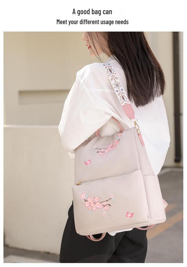 Trendy 2025 Large-Capacity Women's Embroidered Shoulder Bag and Backpack