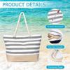 Casual Striped Canvas Bag For Women Large Capacity Shoulder Bag Shopping Totes Student Bookbag for School Travel Beach