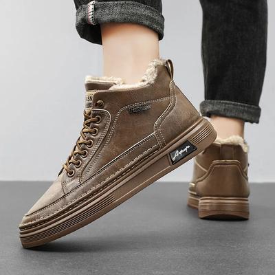 Herren Stiefel Winter High Top Lederschuhe Plüsch Warmhalten Stiefeletten Business Casual Outdoor Schuhe Herren Sneaker Zapatillas Herren