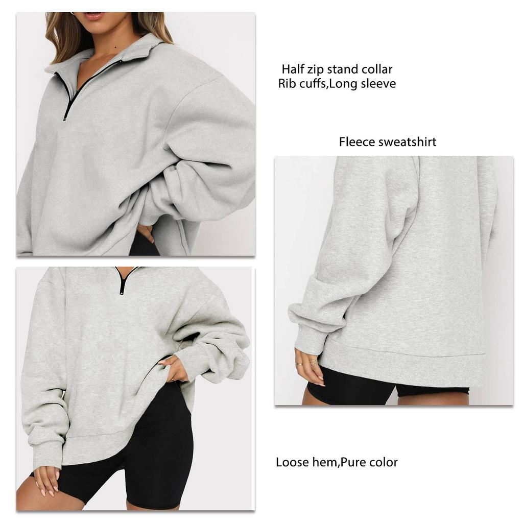 Damska bluza z długim rękawem zapinana na pół zamek, mankiety ze ściągaczem, luźny dół, jednolity kolor, z podszewką z polaru