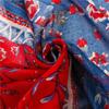 Red & Blue Ethnic Floral Cotton Scarf - Soft Bali Style Shawl for Women