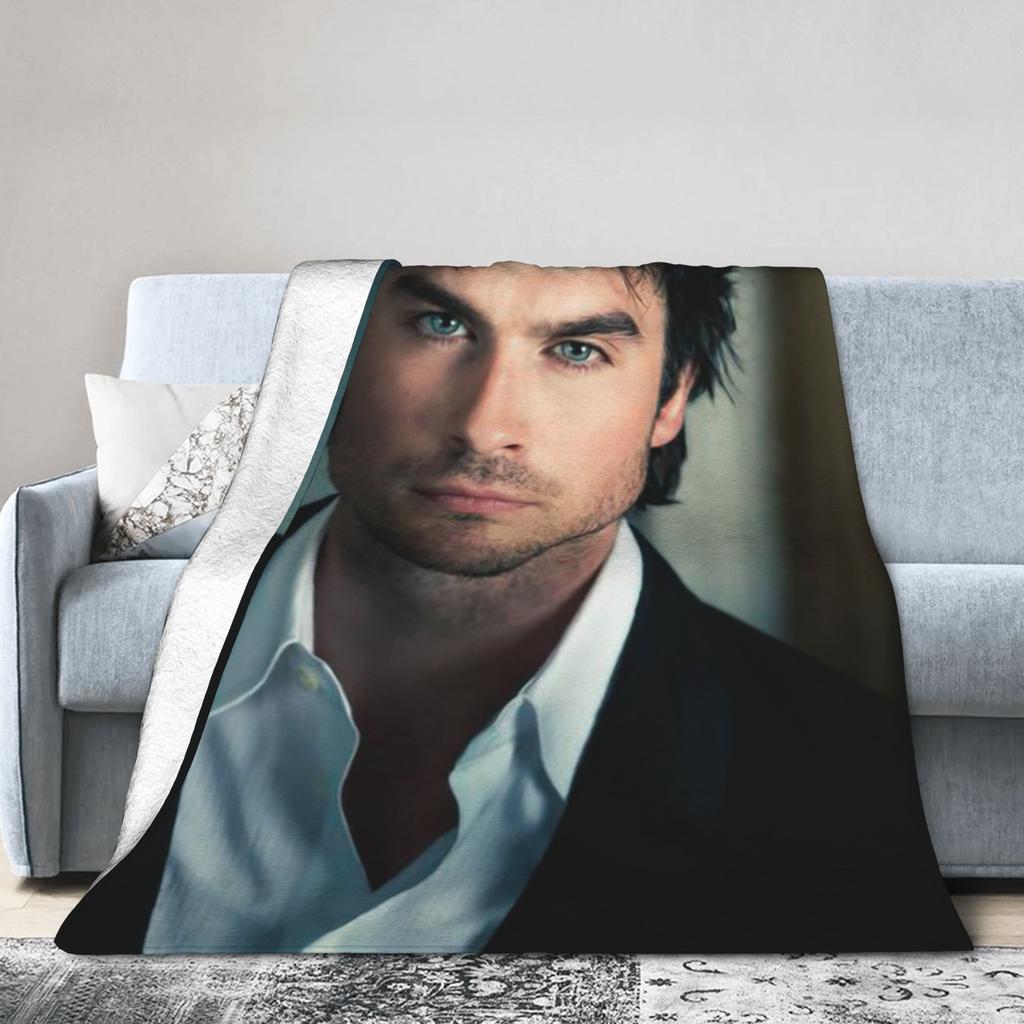 Ian Somerhalder Antklodė Flanelinė Pavasaris Ruduo Damon Salvatore Paul Wesley Nešiojama Itin Minkšta Mesti Antklodė Pliušinė Plona Antklodė