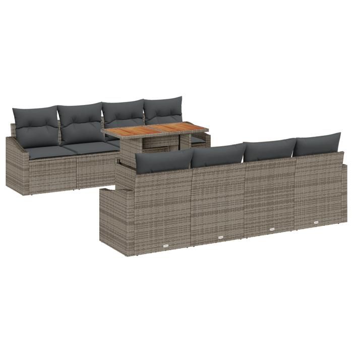 VidaXL Ensemble de canapé de jardin 7 pièces avec coussins gris en rattan poly 3358547