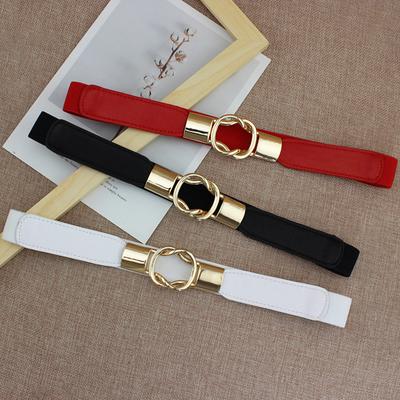 Elastic Belts Women Dress Belt Fashion Thin Female Waist Belt With Metal Buckle