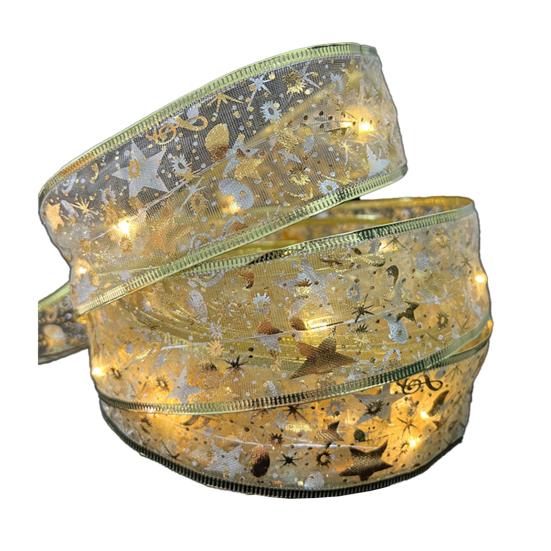 Yousheng Christmas Tree Ribbon String Lights Battery Powered Fairy Lights Christmas Ribbon Bow Light for Indoor Outdoor Xmas Wedding New Year Holiday