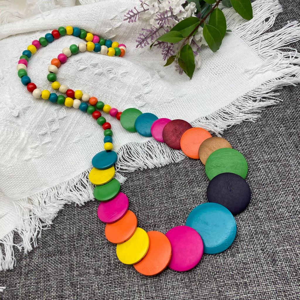 Collana in Legno Stile Africano Retrò Bohemien
