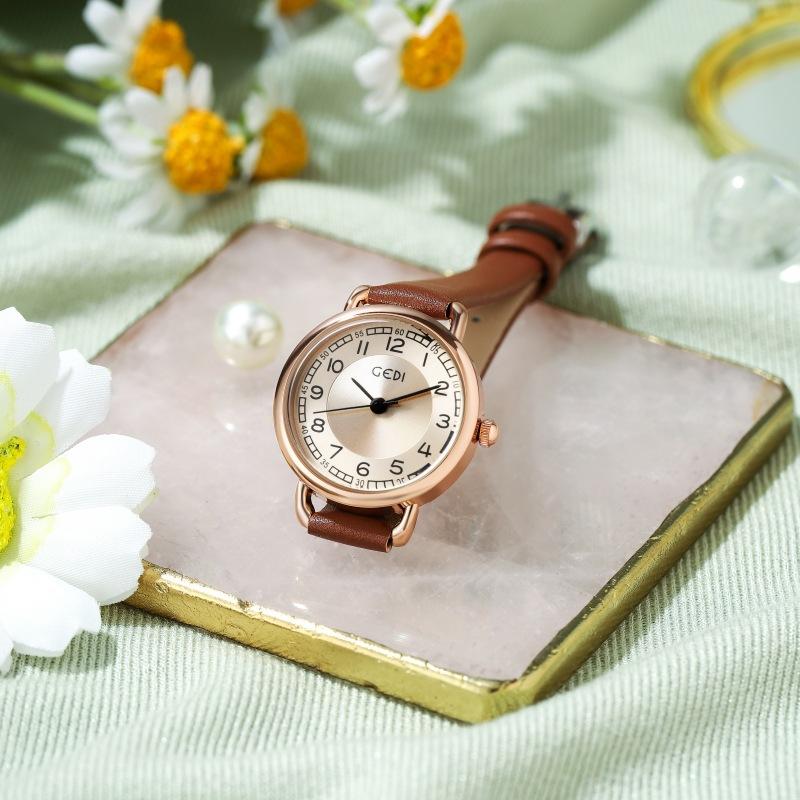 Fashion Retro Style Design Sense Small Dial Light Luxury Literary Temperament Belt Waterproof Quartz Women'S Watch