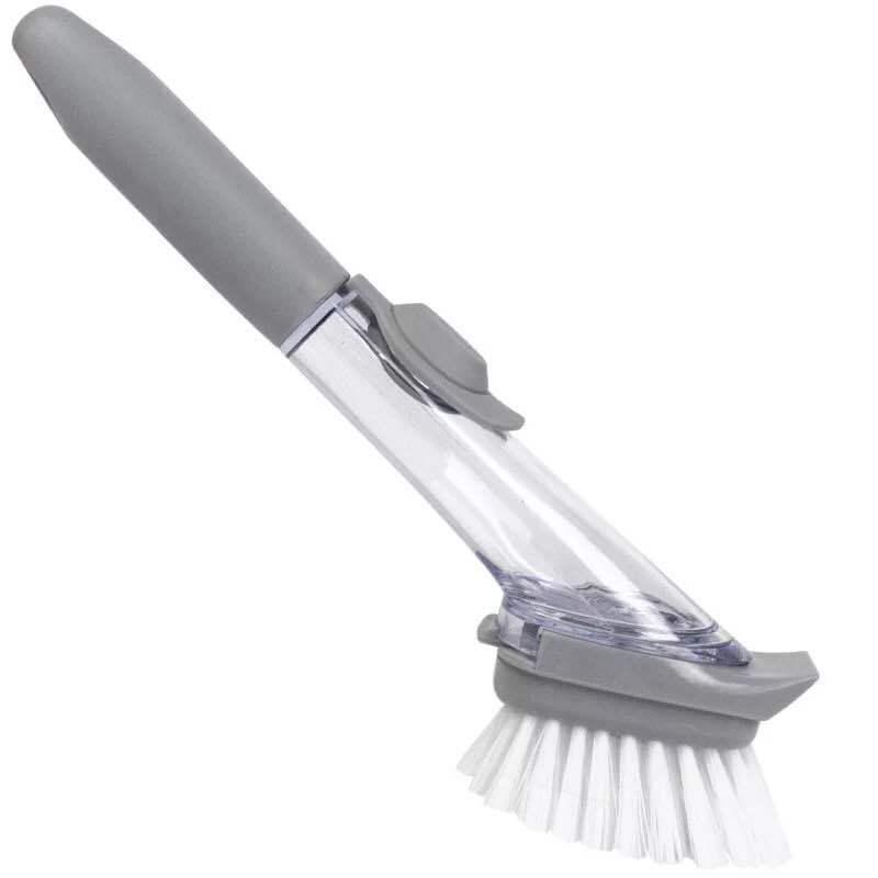 Multifunctional Long-Handle Hydraulic Pot Brush with Liquid Dispenser for Non-Stick Dishwashing