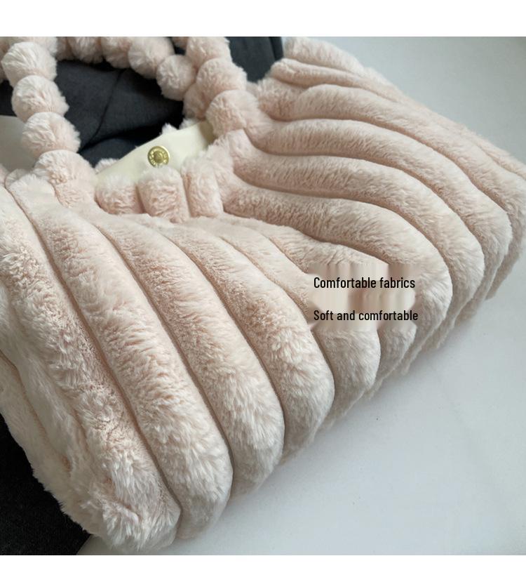 Trendy Autumn/Winter Plush Shoulder Bag – Cute, Fashionable, Large Capacity Handbag