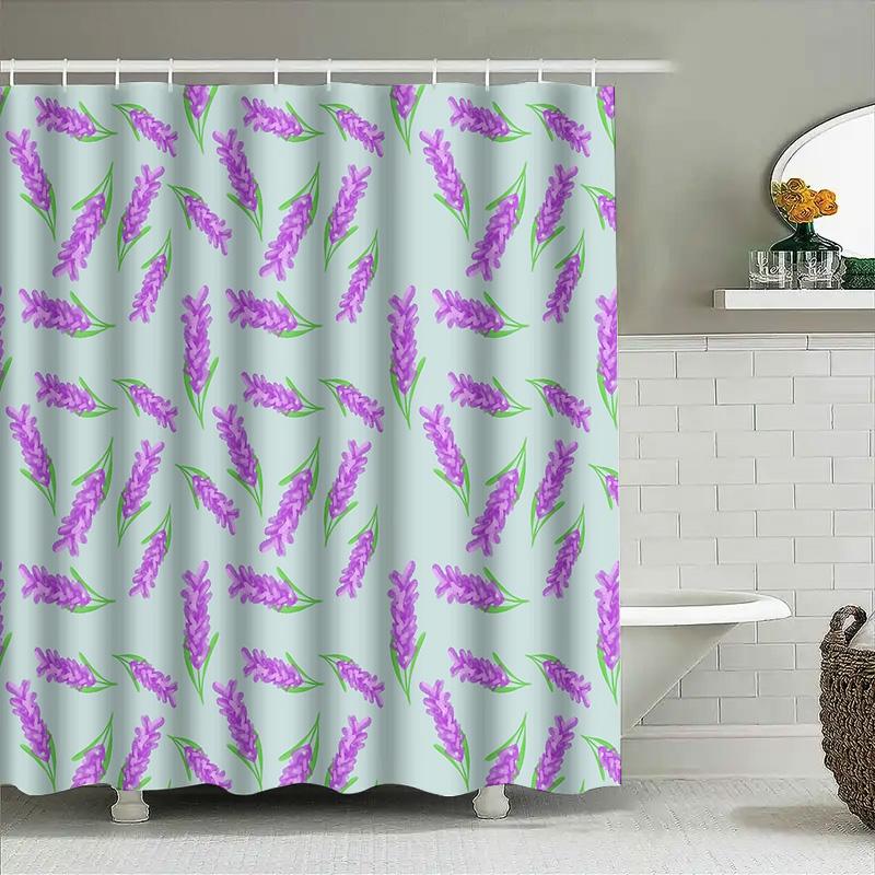 Floral Shower Curtain Botanical Nature Lavender Plants Bathroom Decor Waterproof Fabric Vintage Farmhouse Style Home Textile