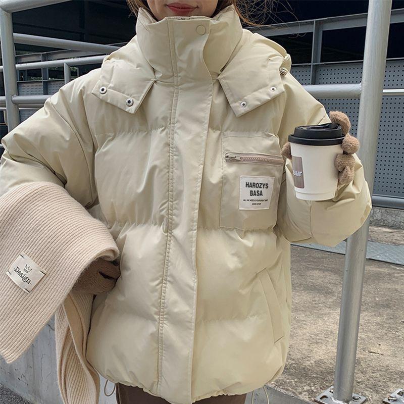 Verdickter Brotmantel mit Kapuze im koreanischen Stil, lockere, mit Baumwolle gefütterte Winterjacke für Studentinnen