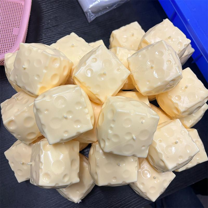 Cheese Cube Stress Ball Crunchy Squeeze Ball Squishy Toy Round Blocks Filled Fidget Toy ASMR Sensory Anti-Stress Festival Gift
