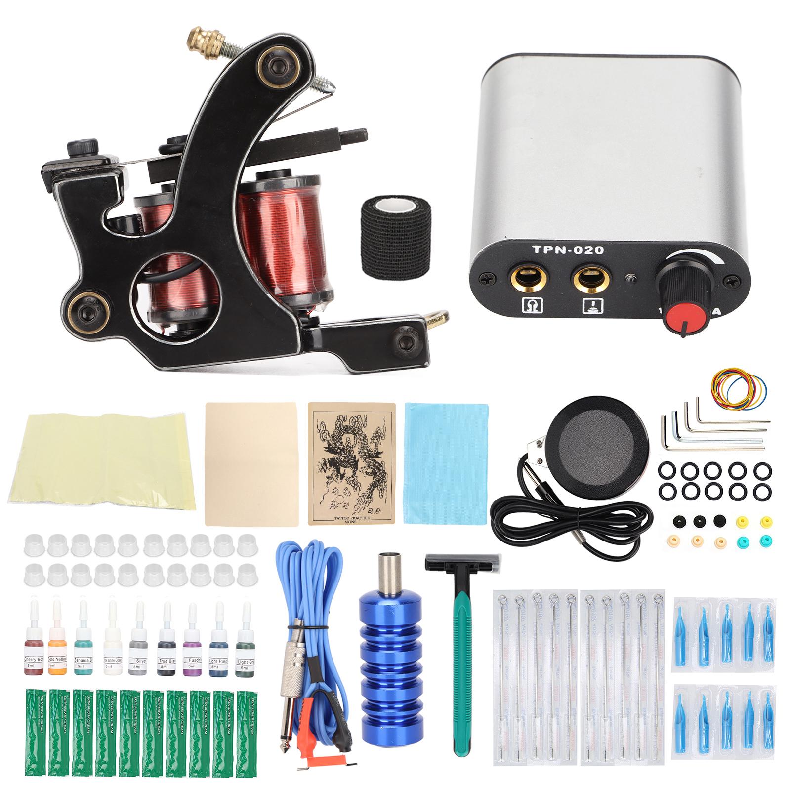 

Полный комплект катушки для татуировки Крем для восстановления пигмента татуировки Аксессуары для татуировок для начинающих EU Plug серебряный