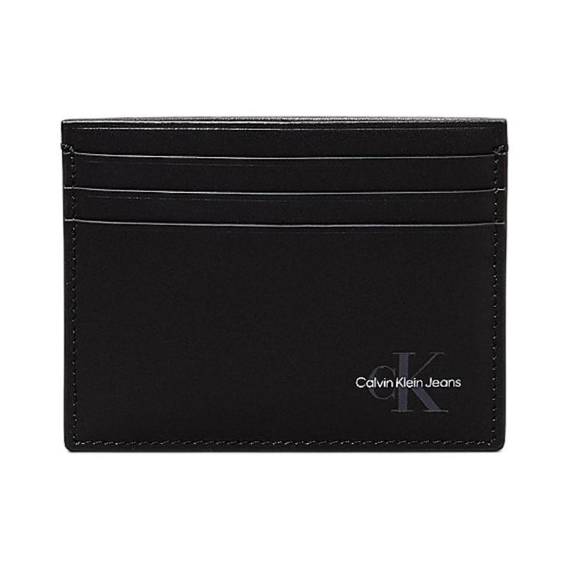 Calvin Klein Brand Logo Smooth Leather Card Holder Men s Black чёрный