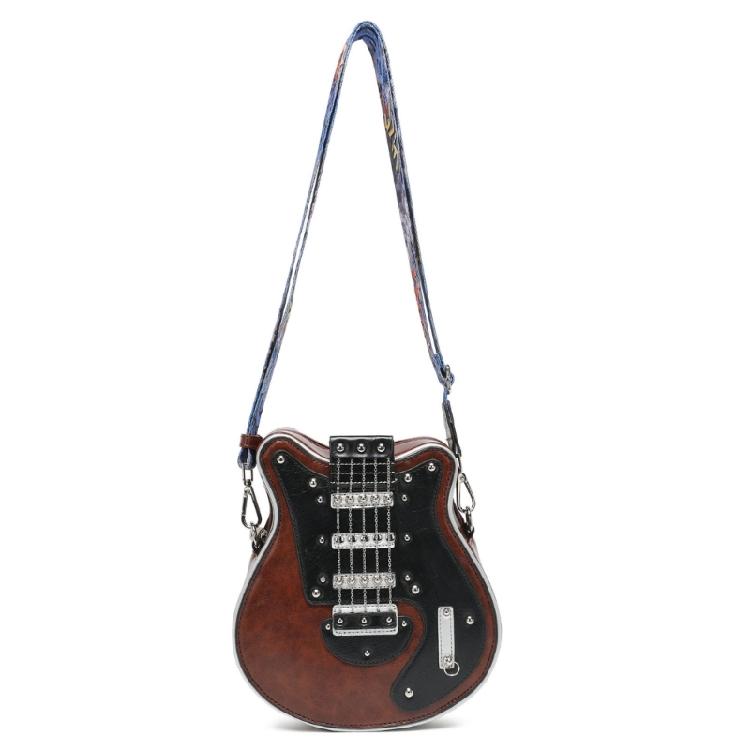 PU Leather Crossbody Bag in Guitar Shape Student Shoulder Bags Adjustable Strap for School Rehearsals and Performances